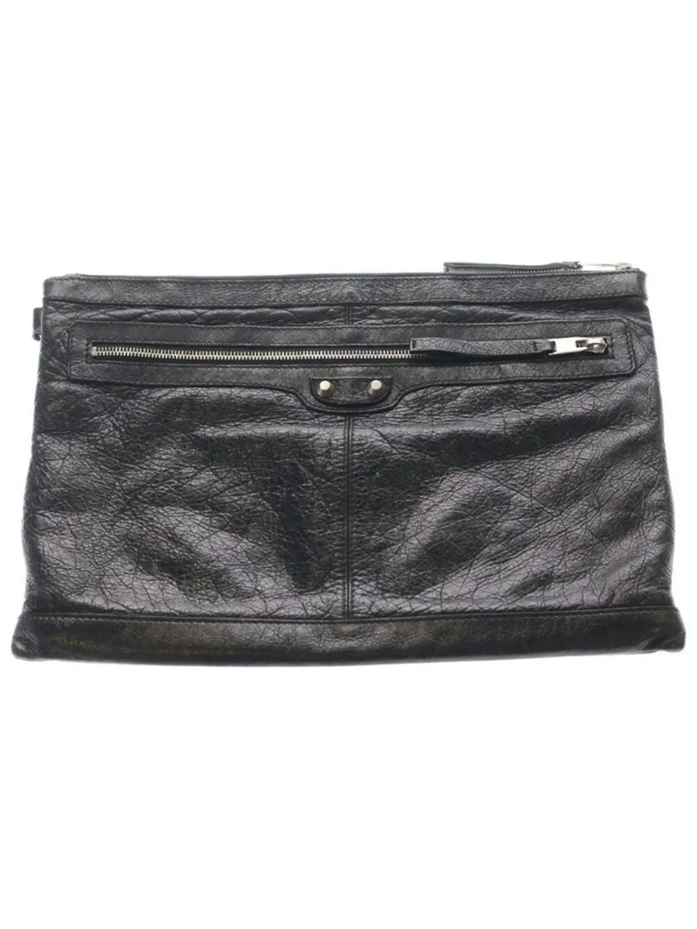 Balenciaga Zip Around Leather Clutch Black